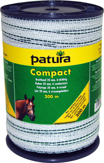 Compact lint 20mm, wit/groen, 200m rol