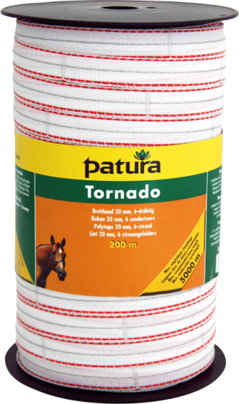 Tornado lint 20mm wit/oranje 400m rol