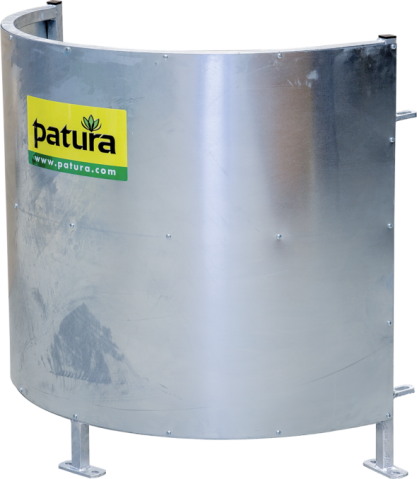 Gebogen hek, met blik bekleed, L=1,10 mvoor vang- en behandelinstallatie
voor schapen,  verzinkt